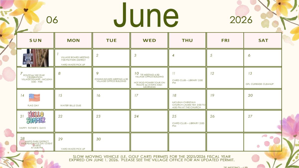 June 2026 Monthly Calendar of Events